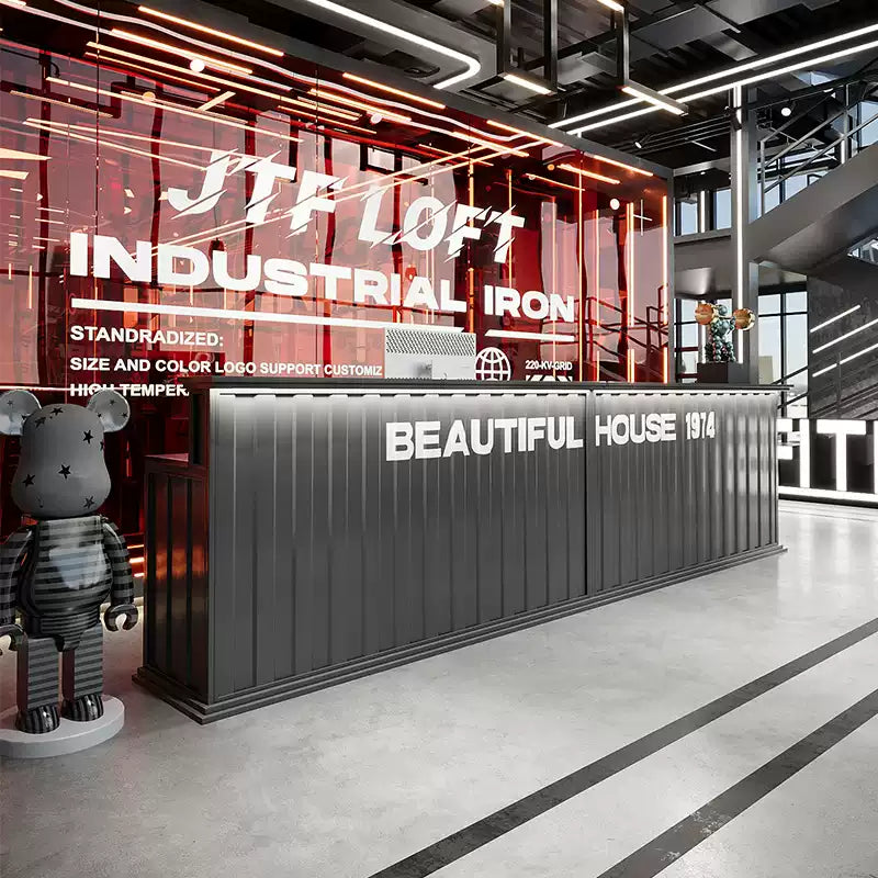 Manto Industrieller Empfangstresen im Loft-Stil mit LED