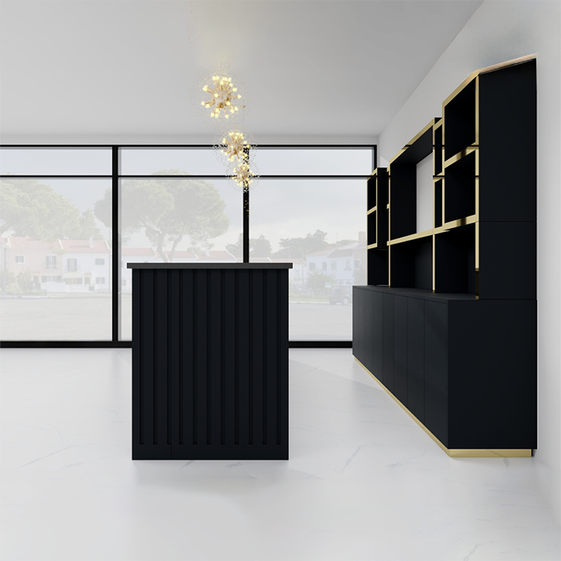 Moderner minimalistischer Empfangstresen mit individueller Kunststein-Arbeitsplatte