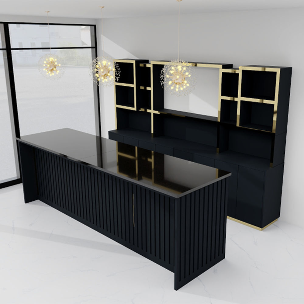 Moderner minimalistischer Empfangstresen mit individueller Kunststein-Arbeitsplatte