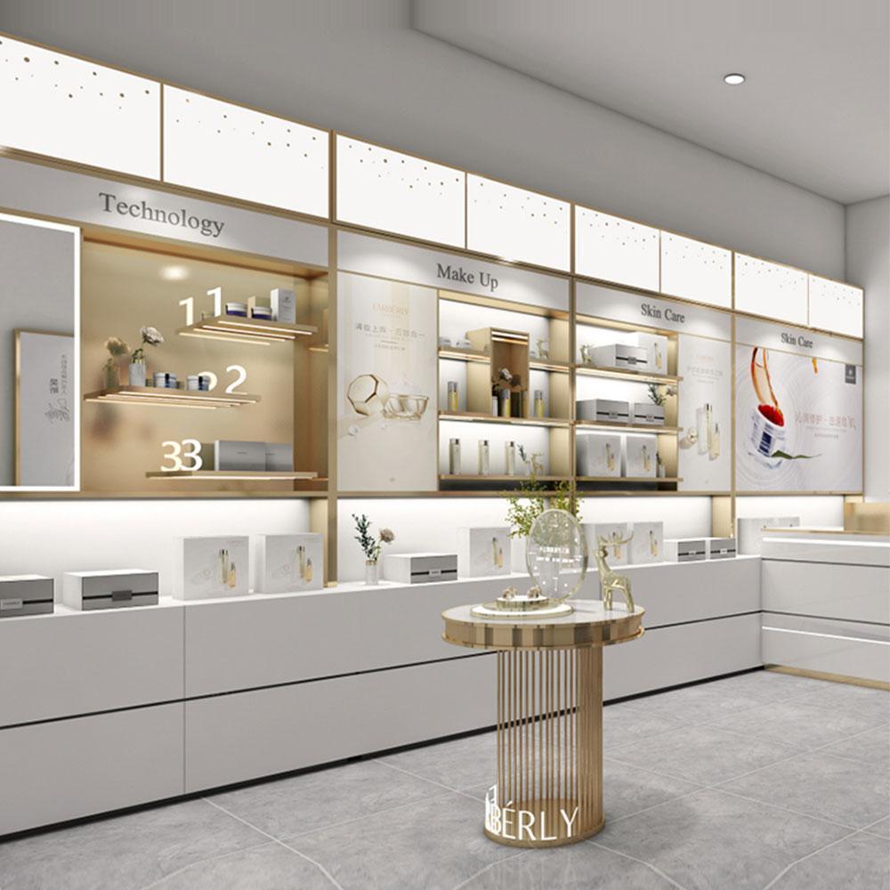 CLINIC BELLIC SPA WHITE & GOLD Store Bay Gabinetes de exhibición de la bahía de pared