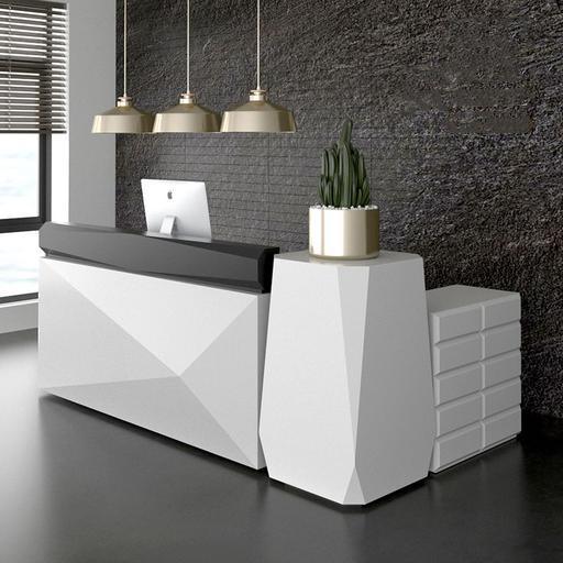 Black Salon Reception Desk Geometric Recetion Counter L Shaped Group for Store Cash Table Counter - M2 Retail