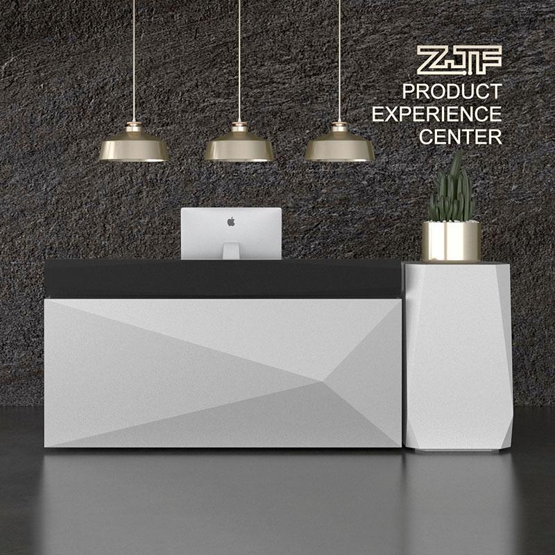 Black Salon Reception Desk Geometric Recetion Counter L Shaped Group for Store Cash Table Counter - M2 Retail