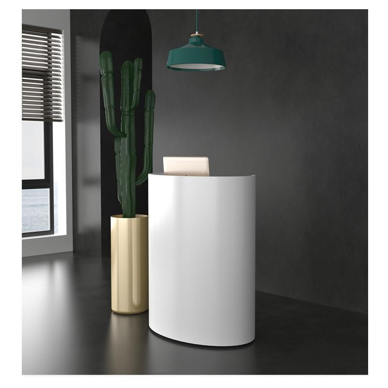 Curved Salon Small Reception Desk Geometric Front Desk - M2 Retail
