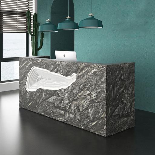 Illuminated INS Reception Desk Modern Design in Marble Laminated Offic