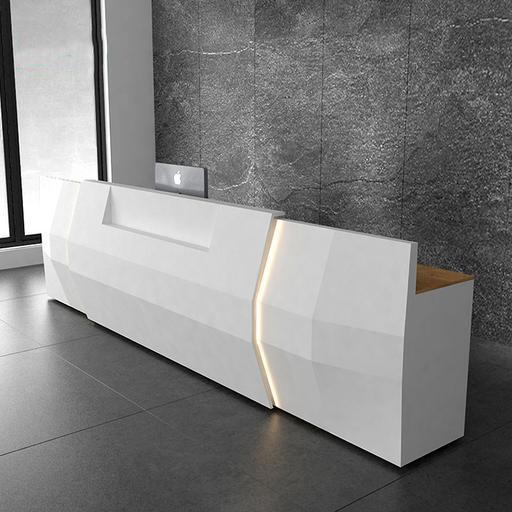 LED Super Long Curved Reception Desk White Modern Reception Desk for Hotel Large Store - M2 Retail