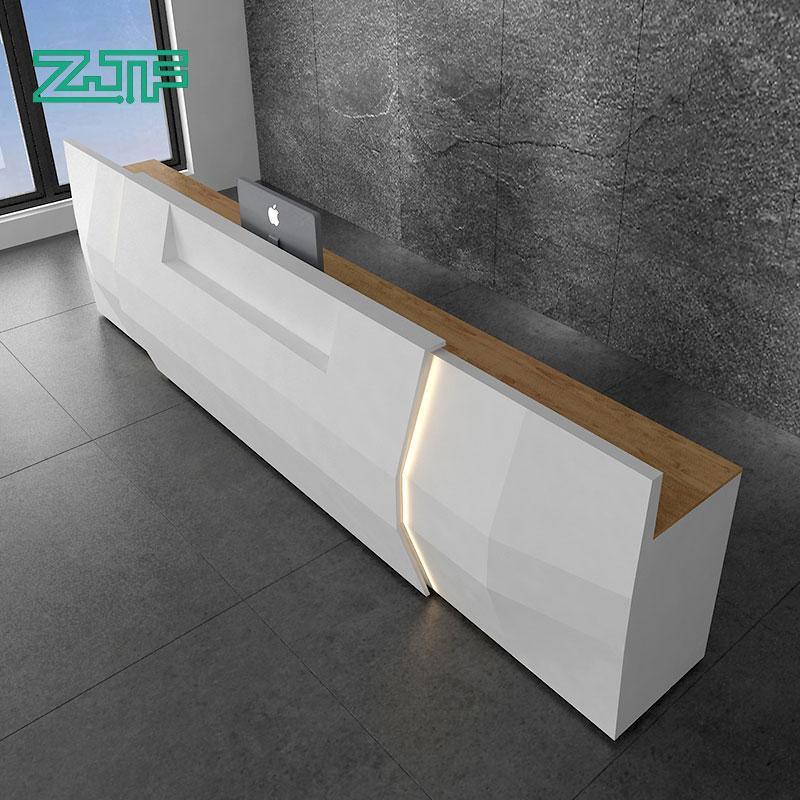 LED Super Long Curved Reception Desk White Modern Reception Desk for Hotel Large Store - M2 Retail