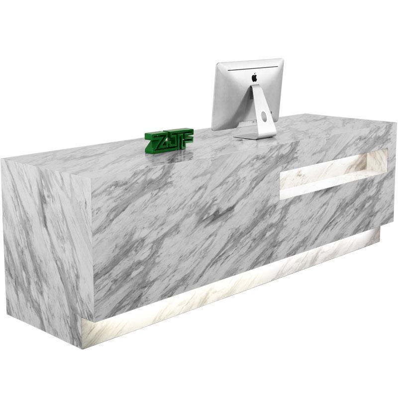 Marble Reception Desk Large Reception Desk for sale Minimalism Front Desk with LED Decoration - M2 Retail