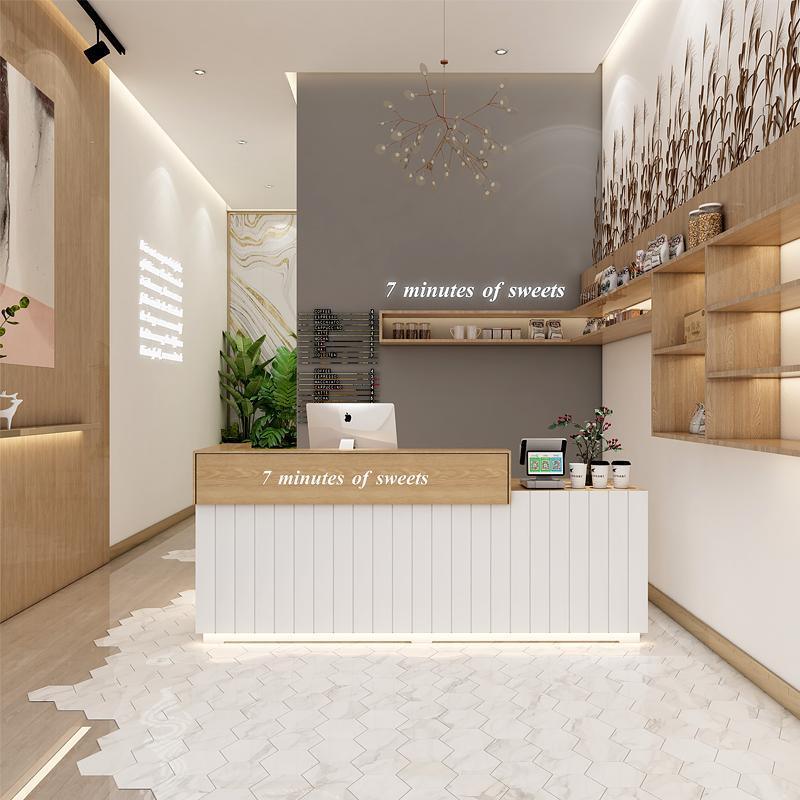 Simple White Wooden Reception Desk for Retail Store Manicure Spa Clothing Store Cash Counter - M2 Retail