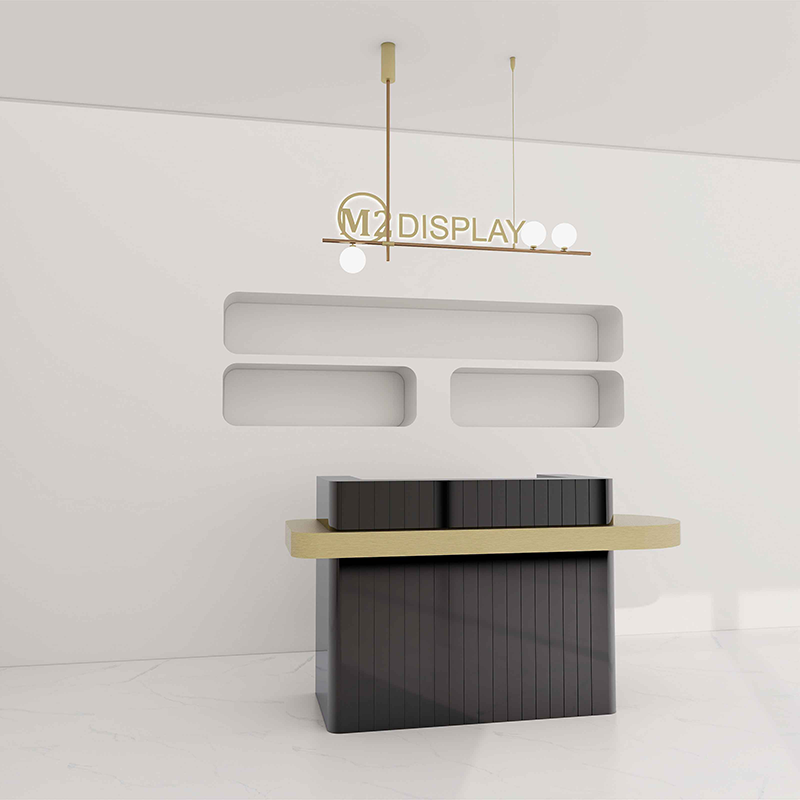 UPGRADED Macron Gold Pencil Reception Desk