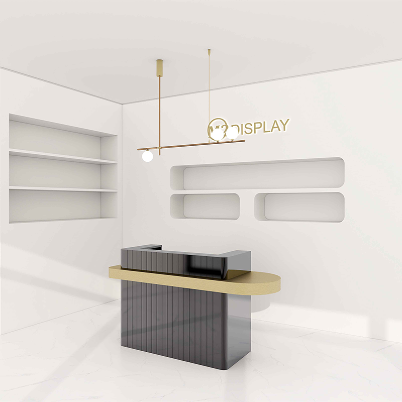 UPGRADED Macron Gold Pencil Reception Desk