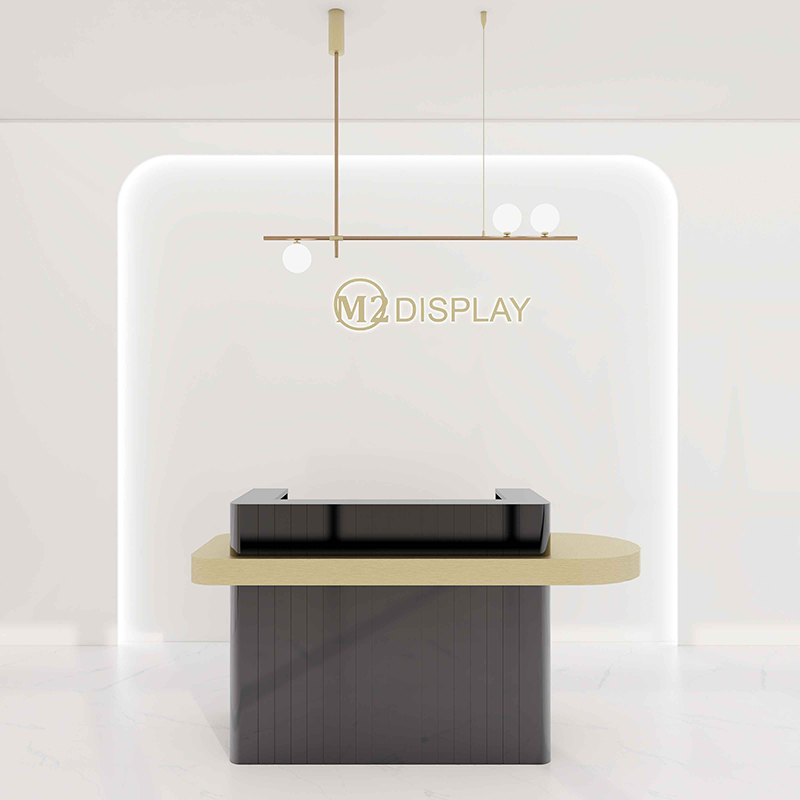 UPGRADED Macron Gold Pencil Reception Desk