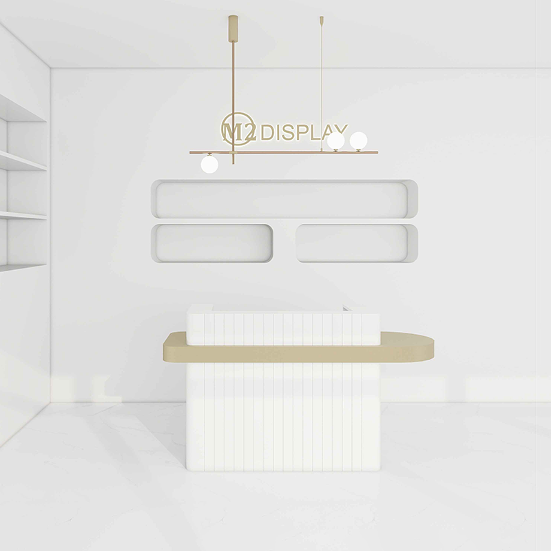 UPGRADED Macron Gold Pencil Reception Desk