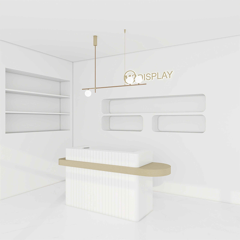 UPGRADED Macron Gold Pencil Reception Desk