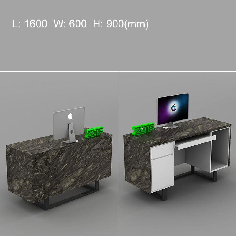 Black Marble Laminate Large Reception Desk with Metal Feet for Hotel Industry Store Design - M2 Retail