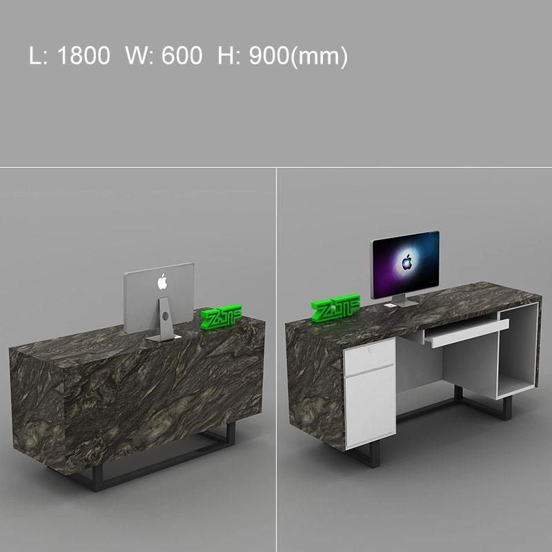 Black Marble Laminate Large Reception Desk with Metal Feet for Hotel Industry Store Design - M2 Retail