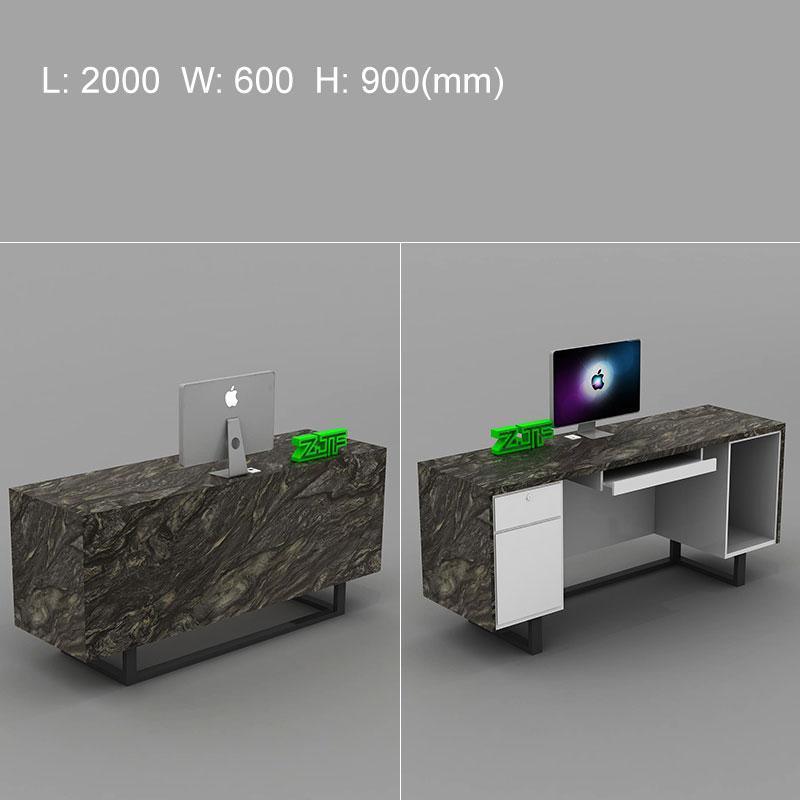 Black Marble Laminate Large Reception Desk with Metal Feet for Hotel Industry Store Design - M2 Retail
