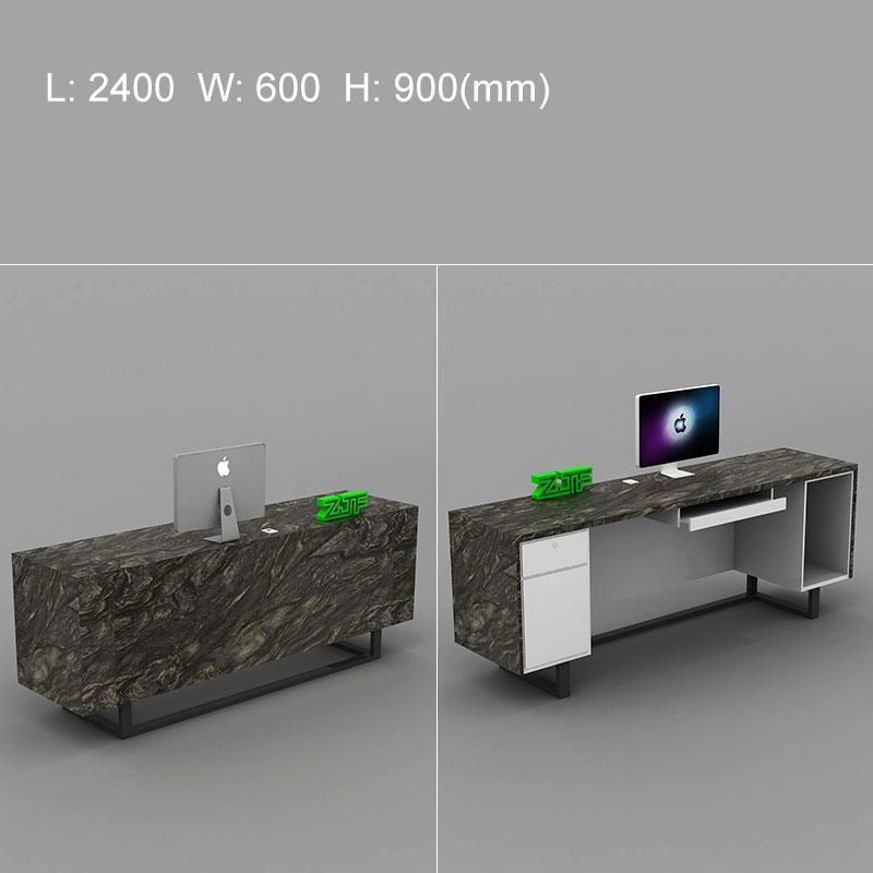 Black Marble Laminate Large Reception Desk with Metal Feet for Hotel Industry Store Design - M2 Retail