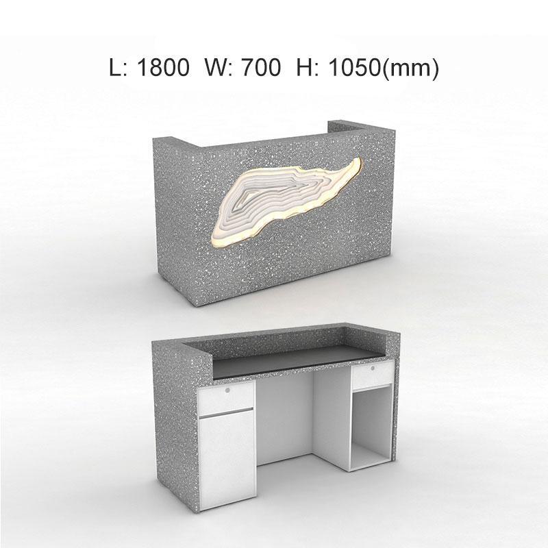 Illuminated INS Reception Desk Modern Design in Marble Laminated Office Reception Desk - M2 Retail
