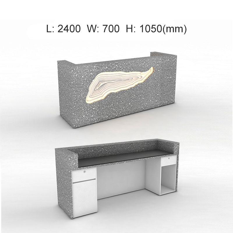 Illuminated INS Reception Desk Modern Design in Marble Laminated Office Reception Desk - M2 Retail