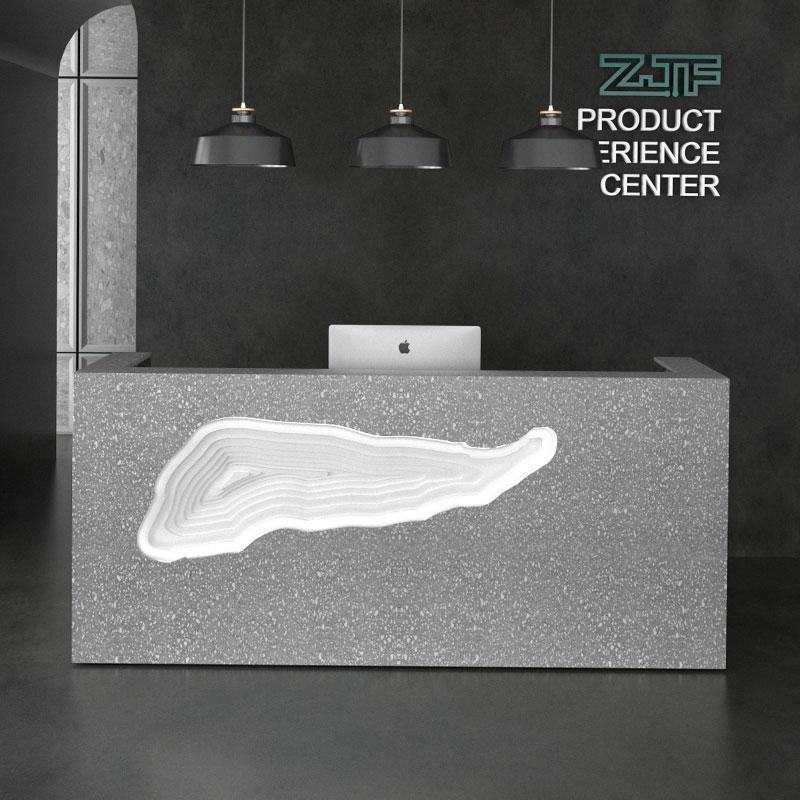 Illuminated INS Reception Desk Modern Design in Marble Laminated Offic