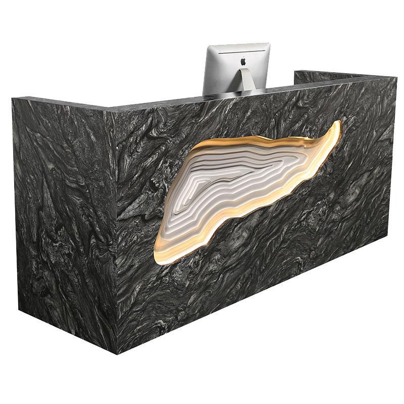 Illuminated INS Reception Desk Modern Design in Marble Laminated Office Reception Desk - M2 Retail