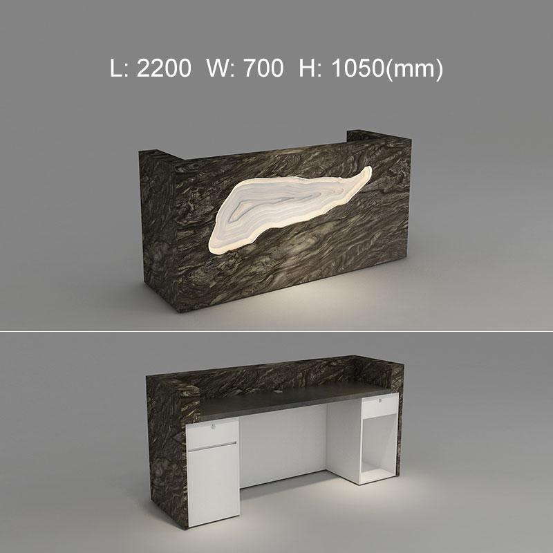 Illuminated INS Reception Desk Modern Design in Marble Laminated Office Reception Desk - M2 Retail