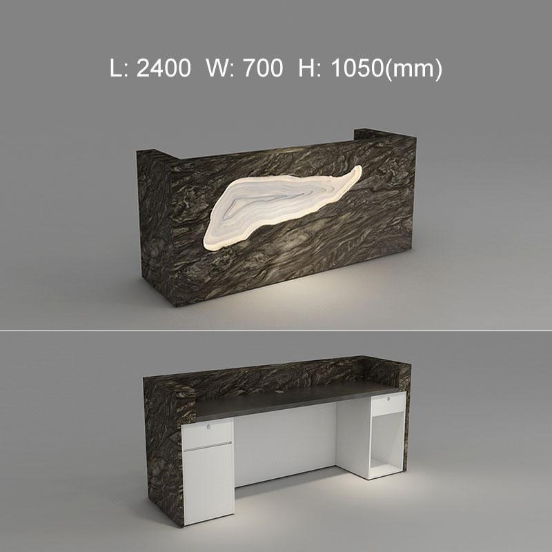 Illuminated INS Reception Desk Modern Design in Marble Laminated Office Reception Desk - M2 Retail