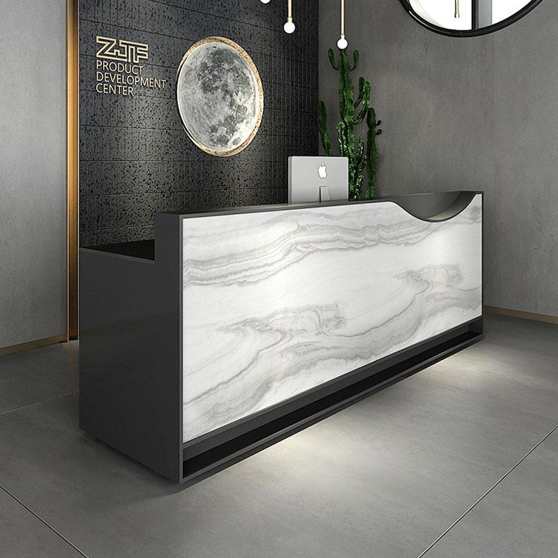 Modern Black Reception Desk  Marble Laminated Front Desk Eco-friend Panel Made - M2 Retail