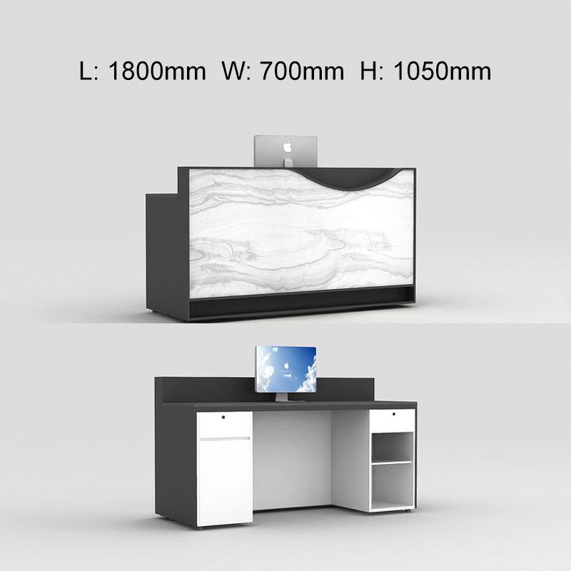 Modern Black Reception Desk  Marble Laminated Front Desk Eco-friend Panel Made - M2 Retail
