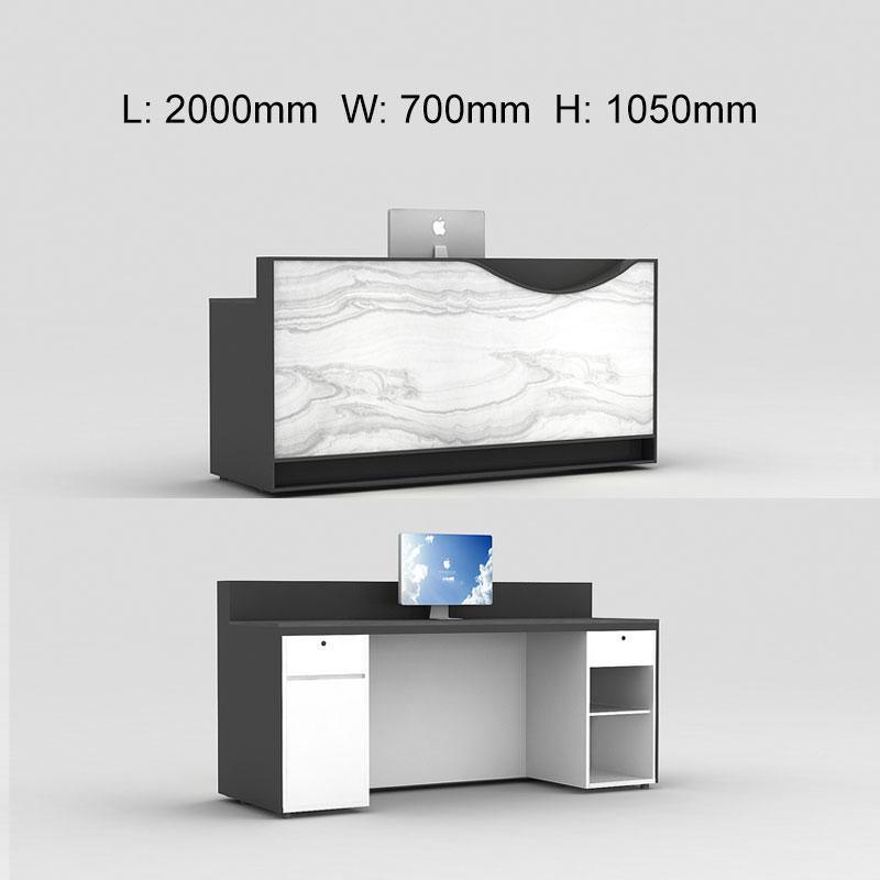 Modern Black Reception Desk  Marble Laminated Front Desk Eco-friend Panel Made - M2 Retail