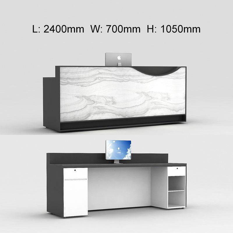 Modern Black Reception Desk  Marble Laminated Front Desk Eco-friend Panel Made - M2 Retail